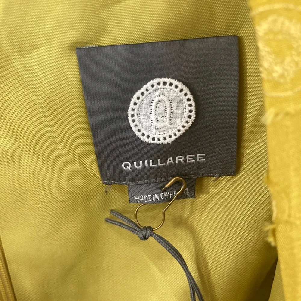 Quillaree Anthropologie Dress Womens 4 Yellow Sleeveless Ruffle Front Silk‎